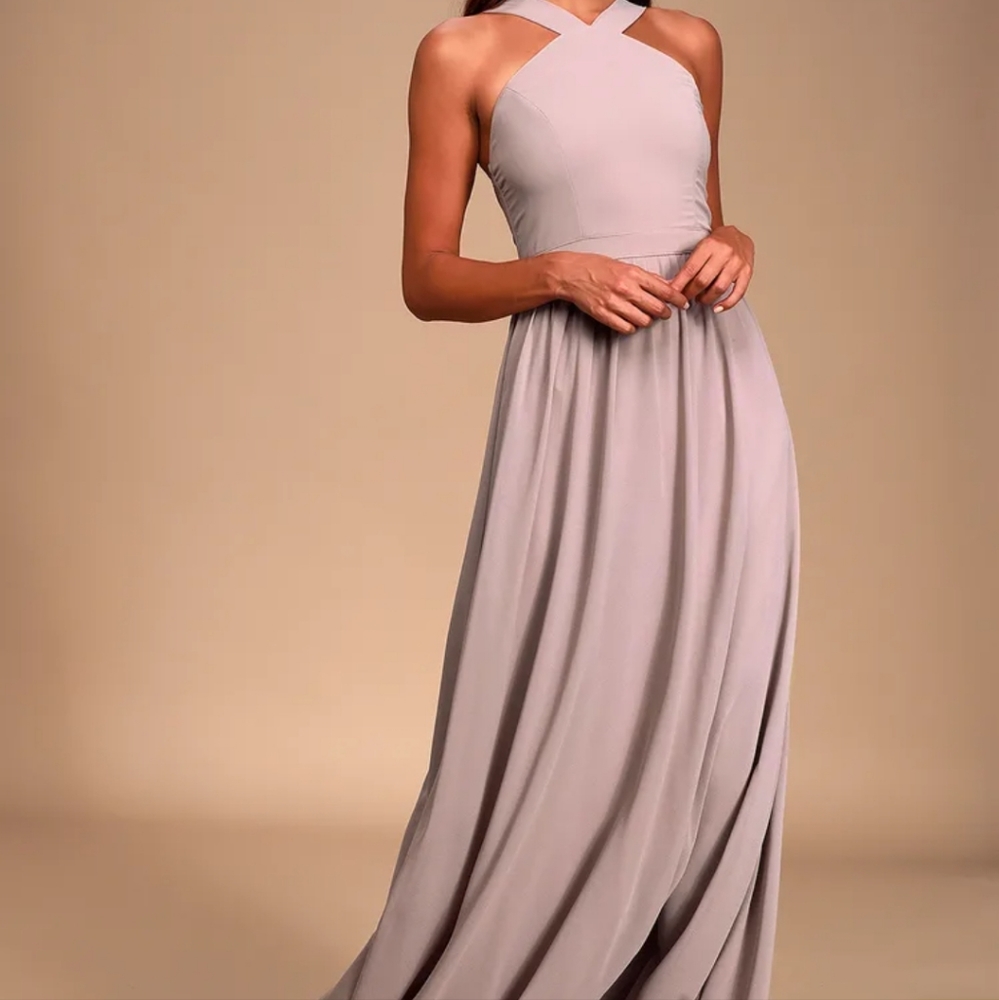 Lulus maxi dress, large, taupe